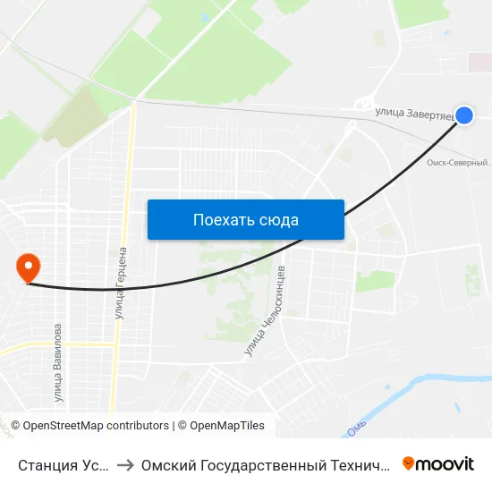 Станция Успешная to Омский Государственный Технический Университет map