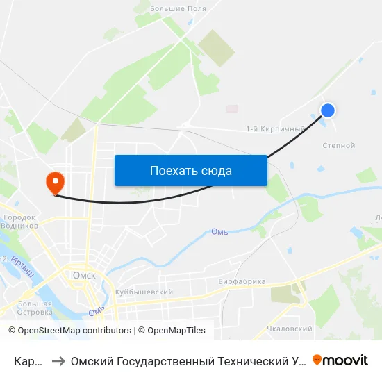Карьер to Омский Государственный Технический Университет map