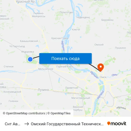 Снт Авиатор to Омский Государственный Технический Университет map