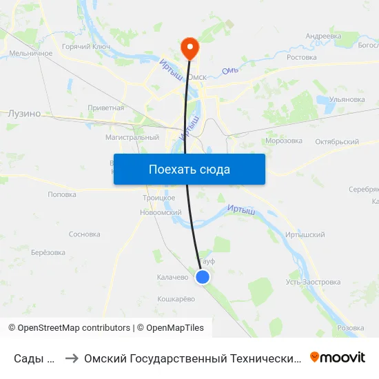 Сады Озон to Омский Государственный Технический Университет map