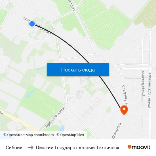 Сибниисхоз to Омский Государственный Технический Университет map