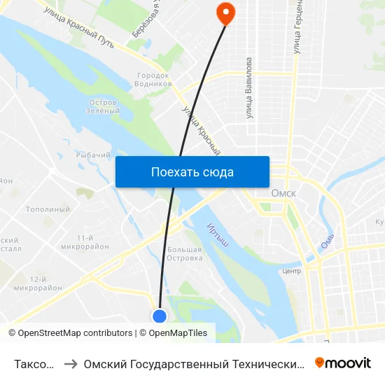Таксопарк to Омский Государственный Технический Университет map