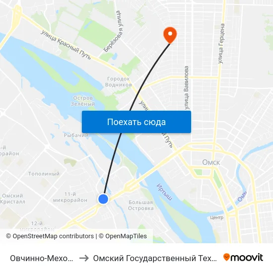 Овчинно-Меховая Фабрика to Омский Государственный Технический Университет map