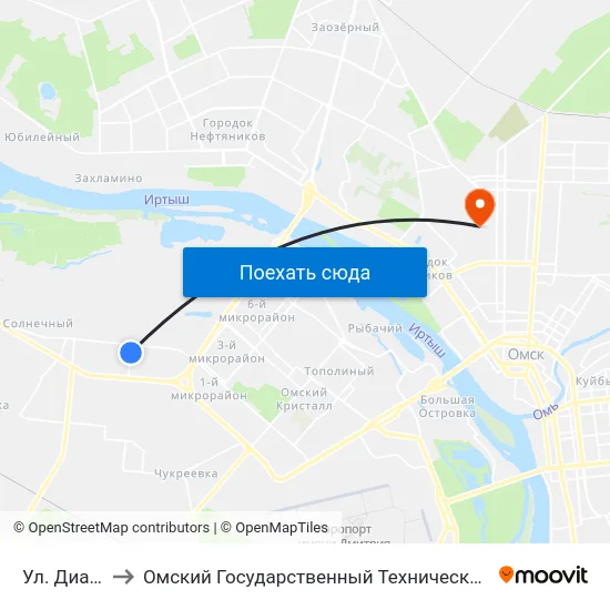 Ул. Дианова to Омский Государственный Технический Университет map