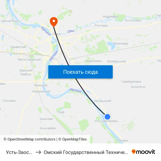 Усть-Заостровка to Омский Государственный Технический Университет map