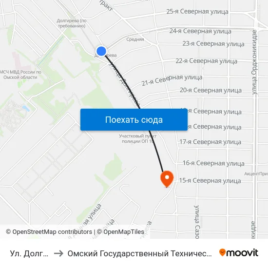 Ул. Долгирева to Омский Государственный Технический Университет map