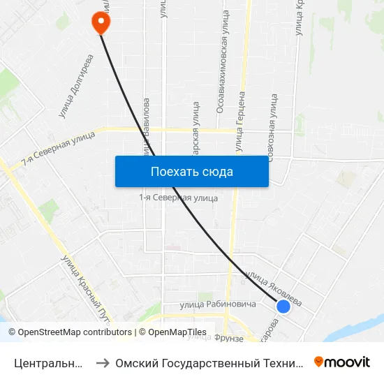 Центральный Рынок to Омский Государственный Технический Университет map