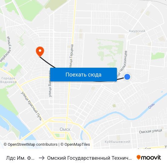 Лдс Им. Фетисова to Омский Государственный Технический Университет map