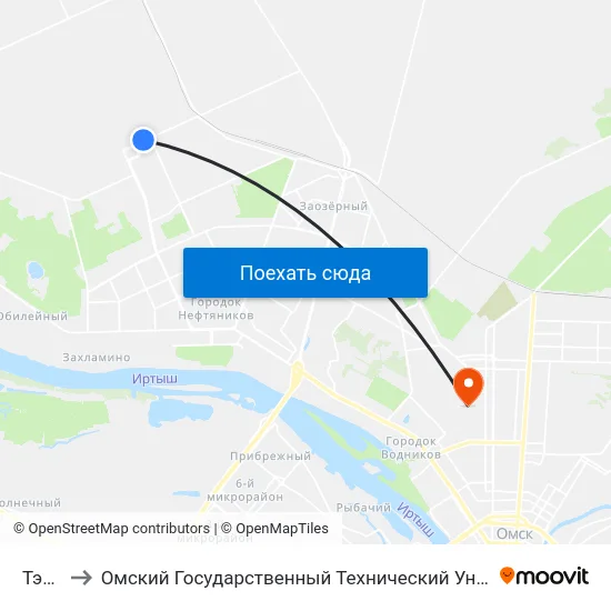 Тэц-3 to Омский Государственный Технический Университет map