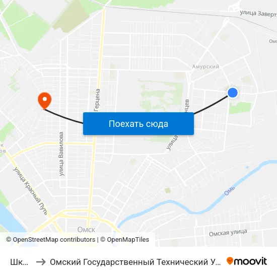 Школа to Омский Государственный Технический Университет map