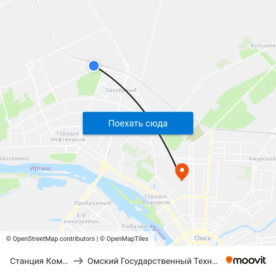 Станция Комбинатская to Омский Государственный Технический Университет map