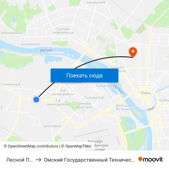 Лесной Проезд to Омский Государственный Технический Университет map
