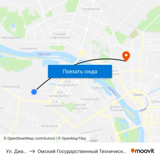 Ул. Дианова to Омский Государственный Технический Университет map