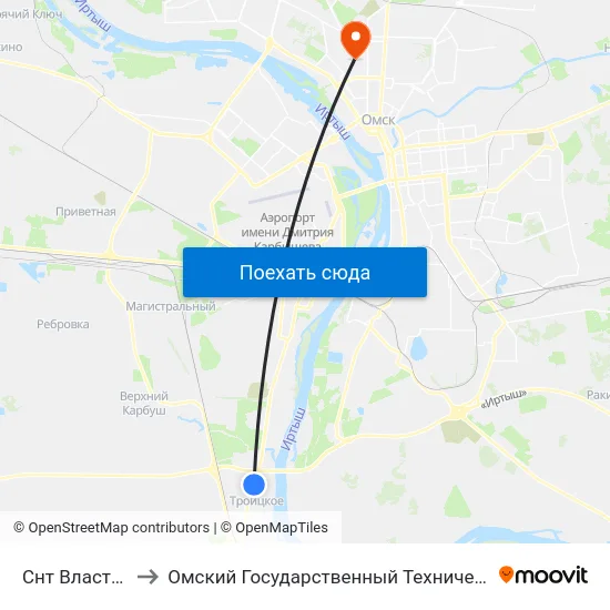 Снт Власть Труда to Омский Государственный Технический Университет map