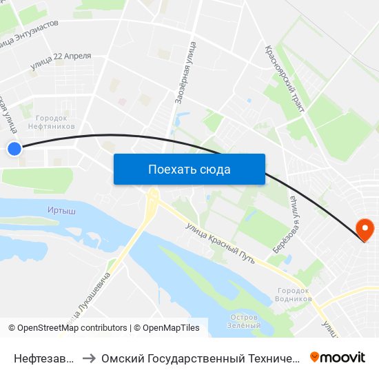 Нефтезаводская to Омский Государственный Технический Университет map