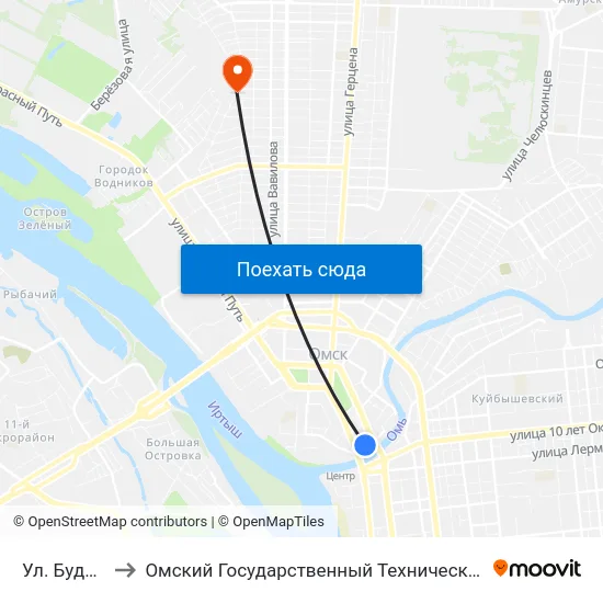 Ул. Бударина to Омский Государственный Технический Университет map