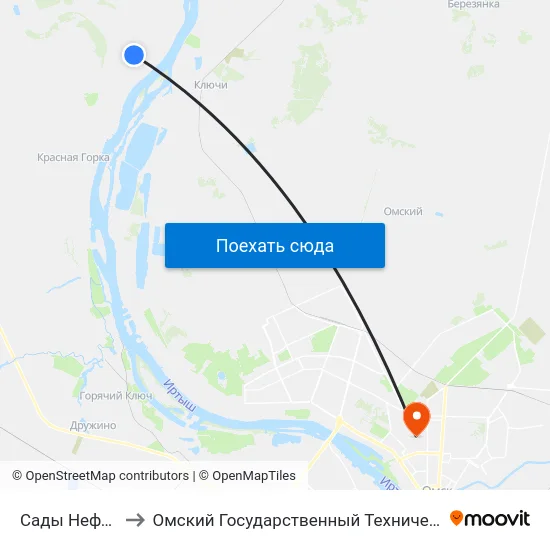 Сады Нефтяник-3 to Омский Государственный Технический Университет map