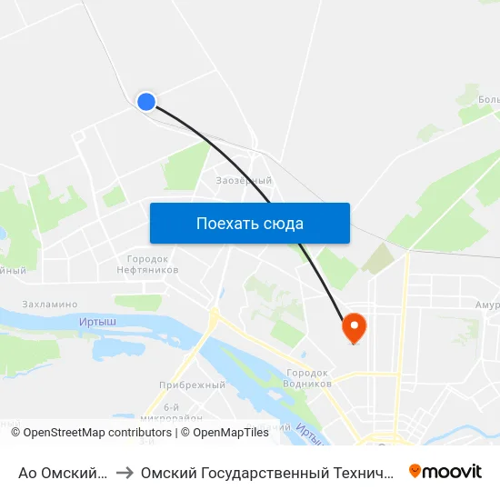 Ао Омский Каучук to Омский Государственный Технический Университет map