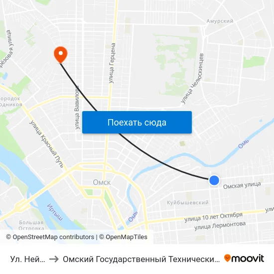 Ул. Нейбута to Омский Государственный Технический Университет map