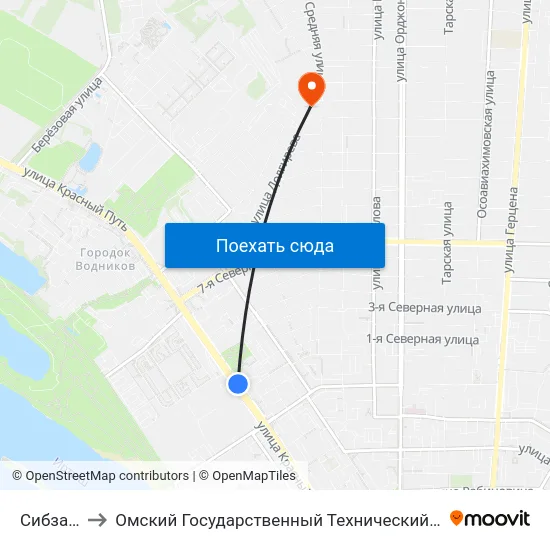 Сибзавод to Омский Государственный Технический Университет map