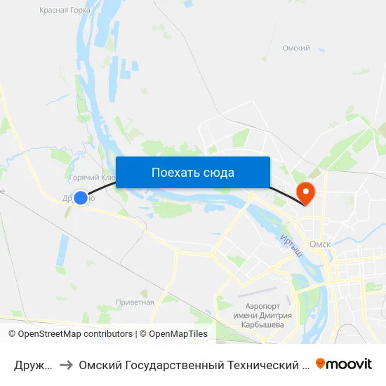 Дружино to Омский Государственный Технический Университет map