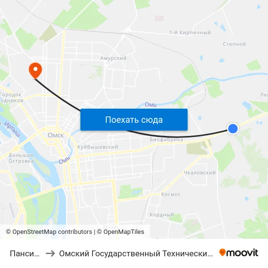 Пансионат to Омский Государственный Технический Университет map