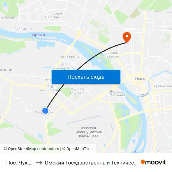 Пос. Чукреевка to Омский Государственный Технический Университет map