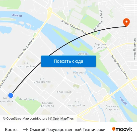 Восточная to Омский Государственный Технический Университет map