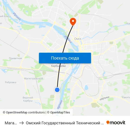 Магазин to Омский Государственный Технический Университет map