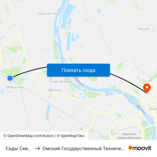 Сады Северянка to Омский Государственный Технический Университет map