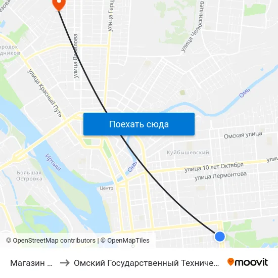 Магазин Мысль to Омский Государственный Технический Университет map