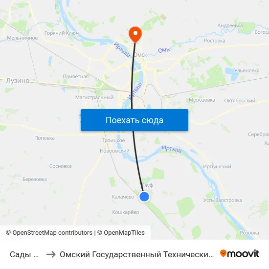 Сады Озон to Омский Государственный Технический Университет map