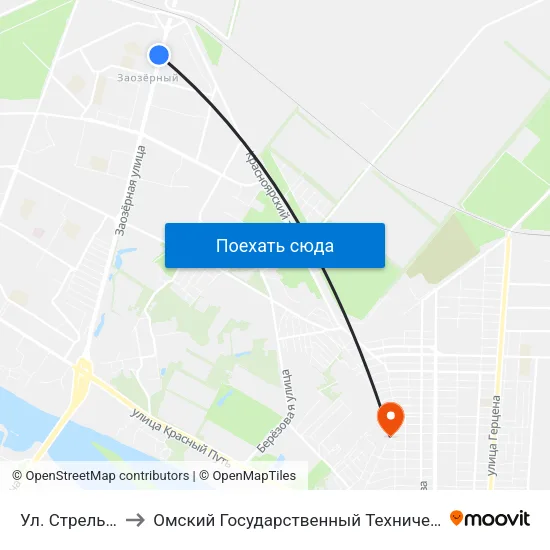 Ул. Стрельникова to Омский Государственный Технический Университет map