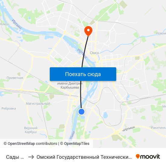 Сады Заря to Омский Государственный Технический Университет map