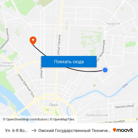 Ул. 6-Я Восточная to Омский Государственный Технический Университет map
