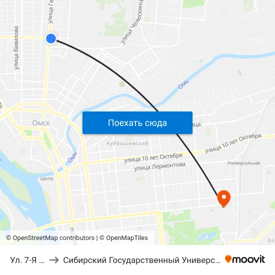 Ул. 7-Я Северная to Сибирский Государственный Университет Физической Культуры И Спорта map