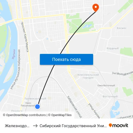 Железнодорожная Больница to Сибирский Государственный Университет Физической Культуры И Спорта map