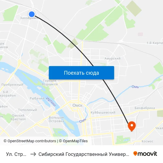 Ул. Стрельникова to Сибирский Государственный Университет Физической Культуры И Спорта map