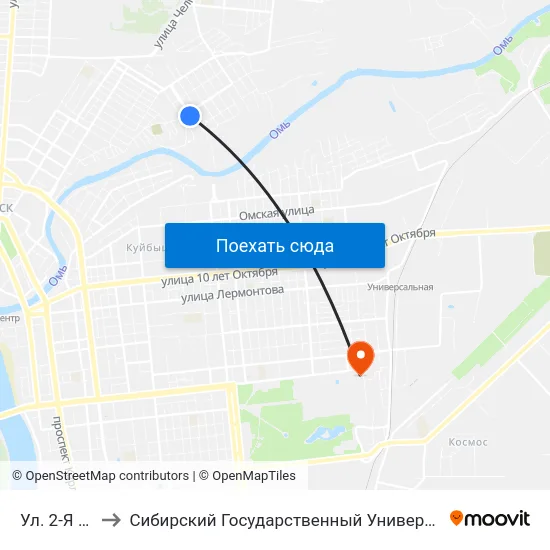 Ул. 2-Я Восточная to Сибирский Государственный Университет Физической Культуры И Спорта map