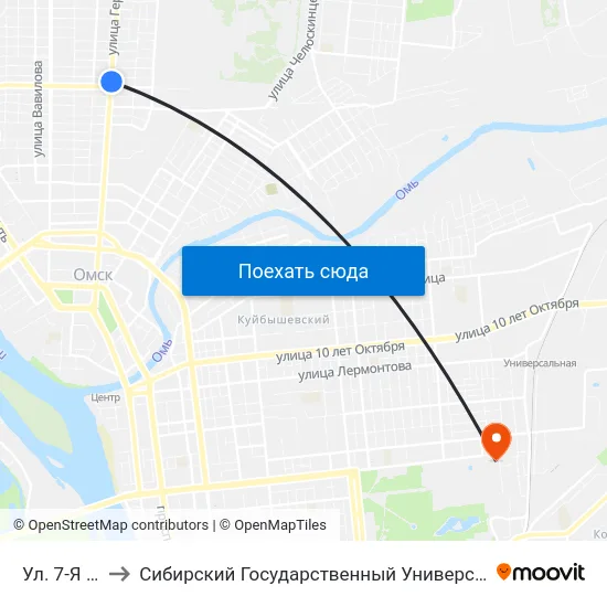 Ул. 7-Я Северная to Сибирский Государственный Университет Физической Культуры И Спорта map