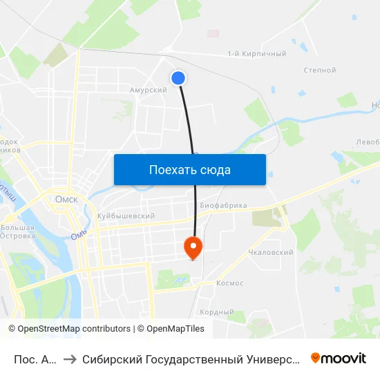 Пос. Амурский to Сибирский Государственный Университет Физической Культуры И Спорта map