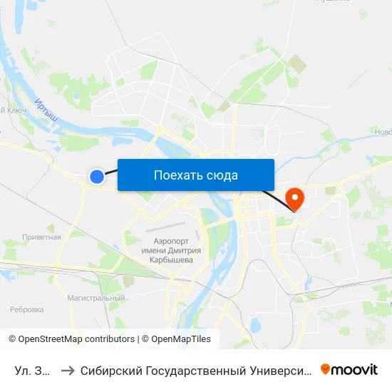 Ул. Звездная to Сибирский Государственный Университет Физической Культуры И Спорта map