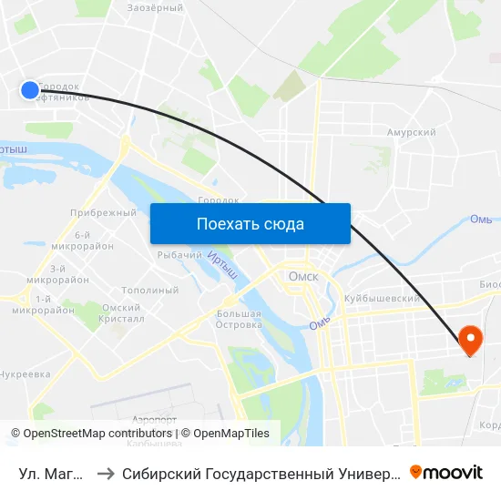 Ул. Магистральная to Сибирский Государственный Университет Физической Культуры И Спорта map