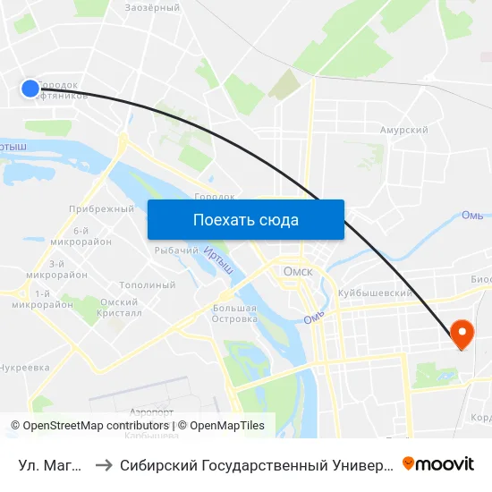 Ул. Магистральная to Сибирский Государственный Университет Физической Культуры И Спорта map