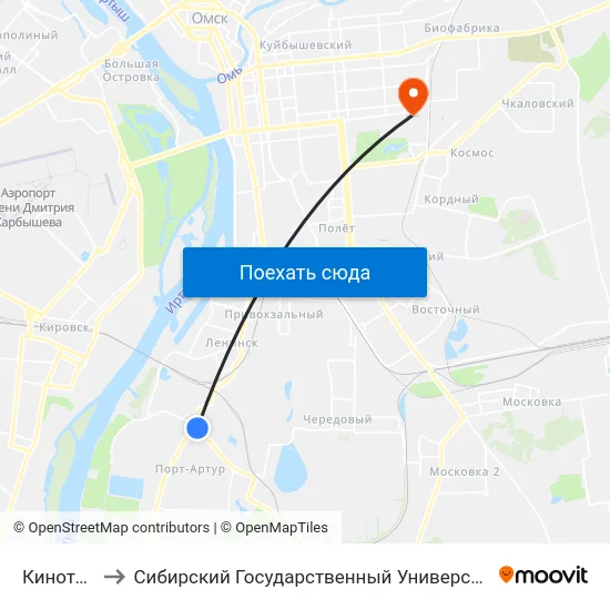 Кинотеатр Мир to Сибирский Государственный Университет Физической Культуры И Спорта map