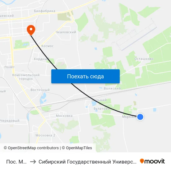 Пос. Морозовка to Сибирский Государственный Университет Физической Культуры И Спорта map
