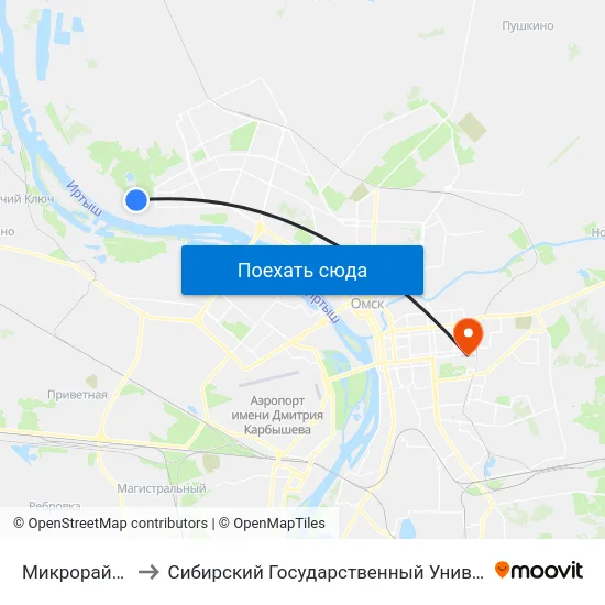 Микрорайон Юбилейный to Сибирский Государственный Университет Физической Культуры И Спорта map