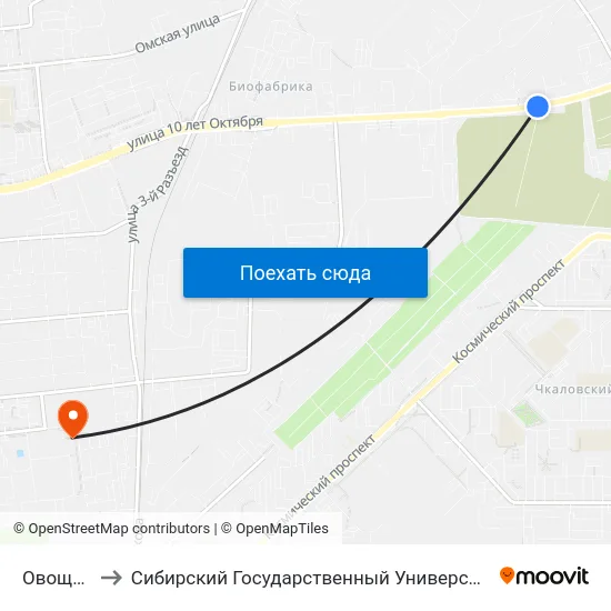 Овощная База to Сибирский Государственный Университет Физической Культуры И Спорта map