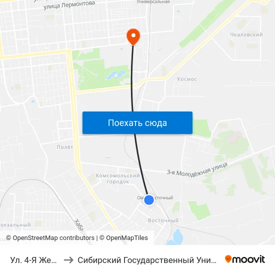 Ул. 4-Я Железнодорожная to Сибирский Государственный Университет Физической Культуры И Спорта map
