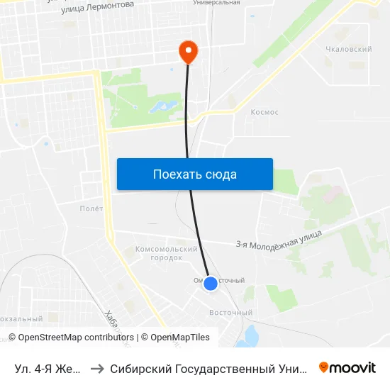 Ул. 4-Я Железнодорожная to Сибирский Государственный Университет Физической Культуры И Спорта map
